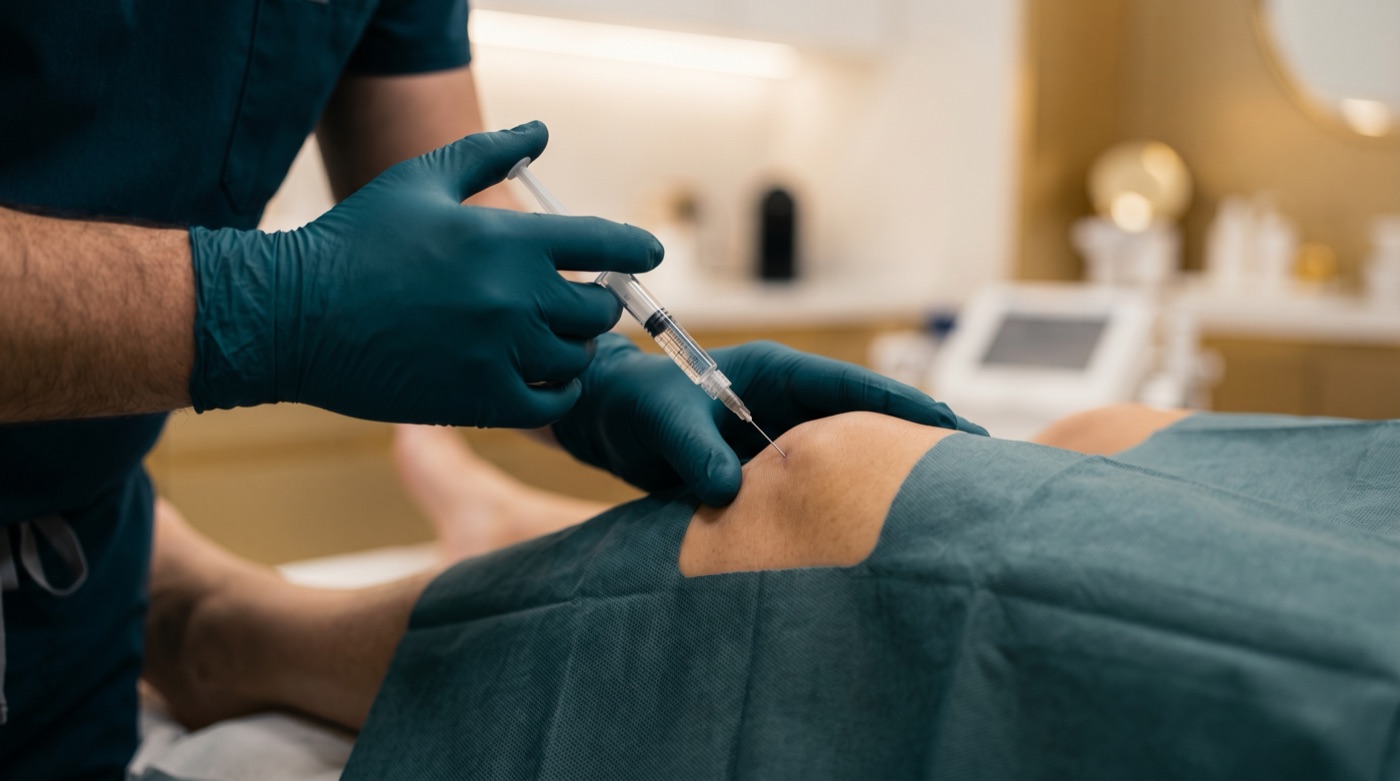 Hyaluronic acid injection into the knee at The Hub Glasgow