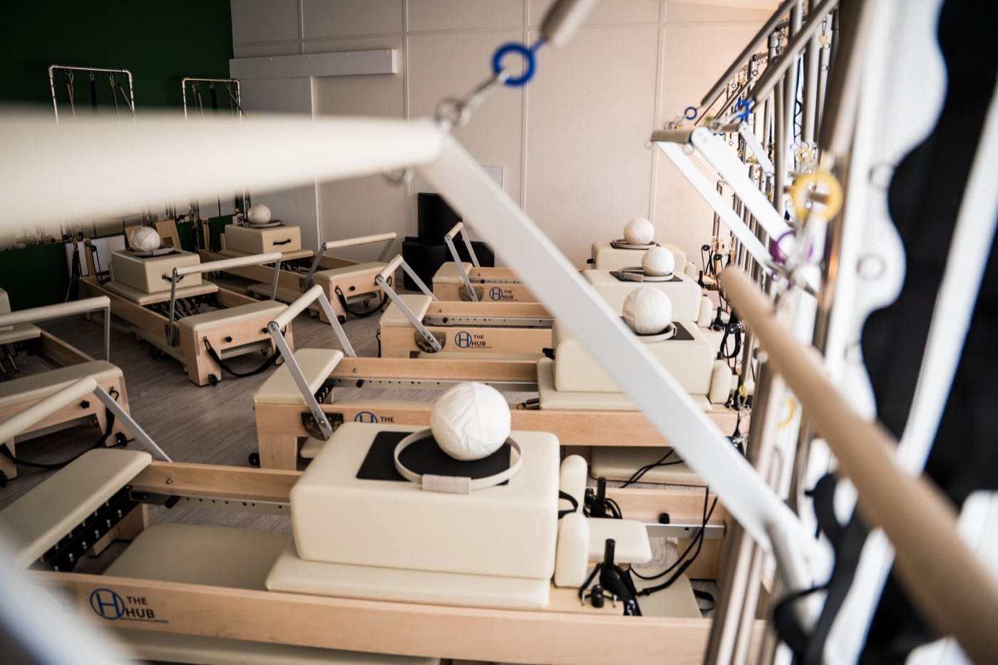 Pilates reformer machines at The Hub Glasgow