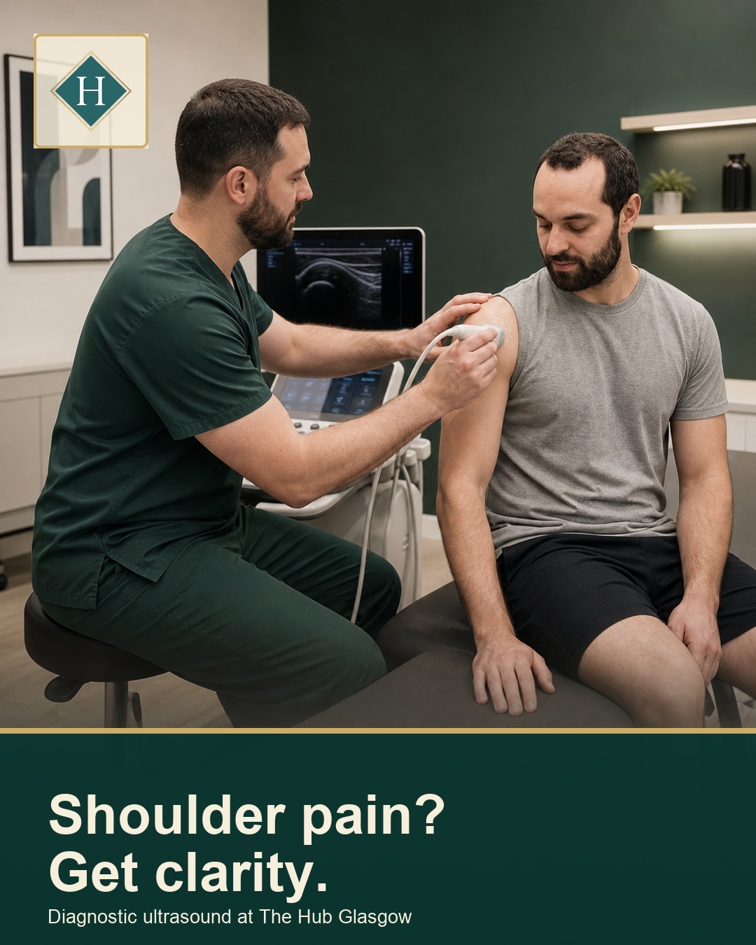 Diagnostic ultrasound at The Hub Glasgow for shoulder pain clarity